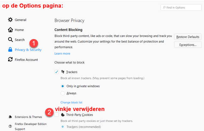 Firefox 65 - Disable New Cookie Jar Policy to block tracking